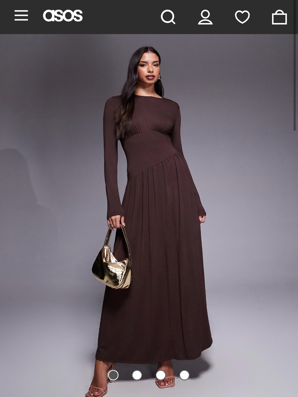 ASOS Brown Long Sleeve Maxi Dress